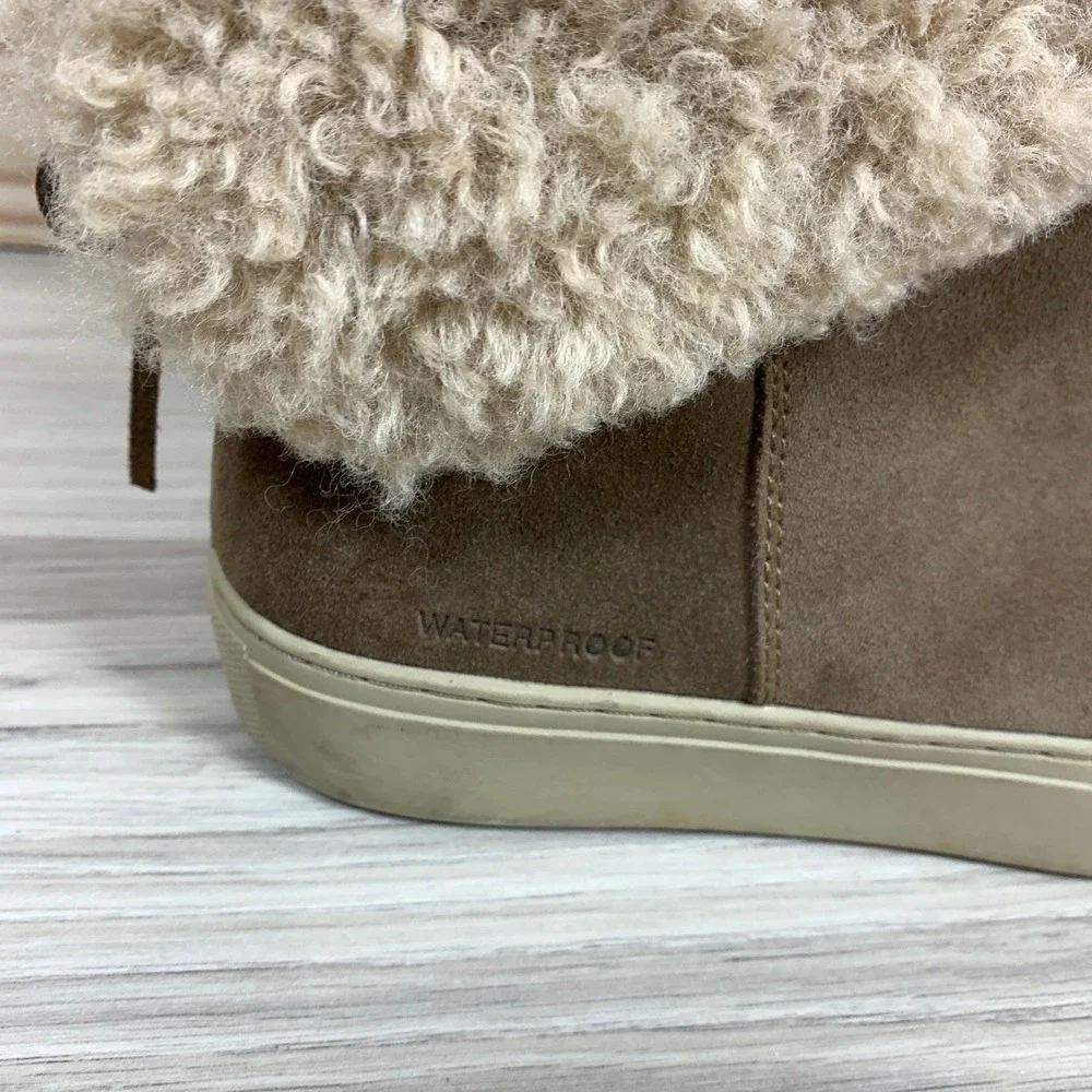 Cougar Devon Ankle‎ Boots Womens 8 Tan Waterproof Suede Shearling Sneaker Boot